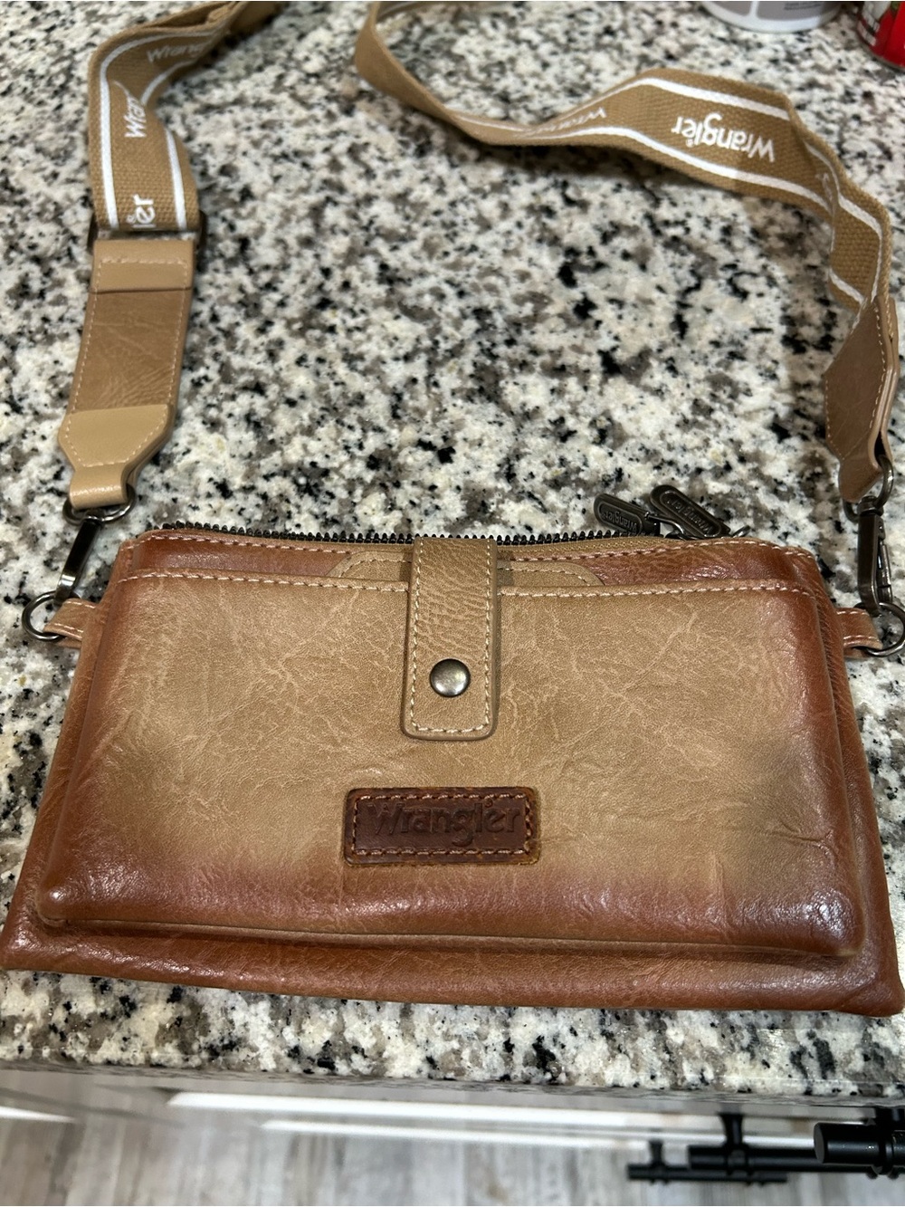 Wrangler Brown/Tan Leather Crossbody Belt Bag